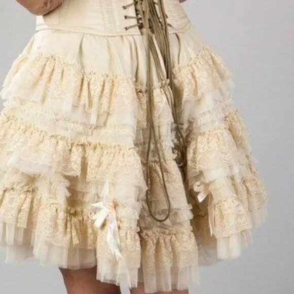 Burleska victorian Lolita knee length burlesque lace skirt - Picture 3 of 12